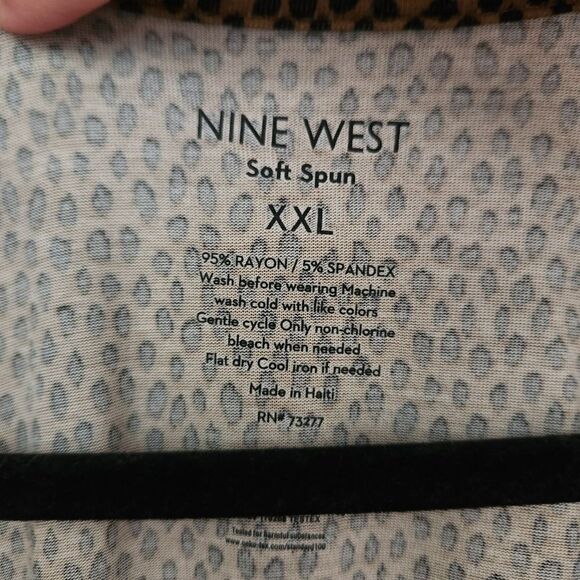 Nine West Soft Spun Womens Shirt Sleeve Animal Print V-Neck Rayon T-Shirt XXL - Picture 5 of 5